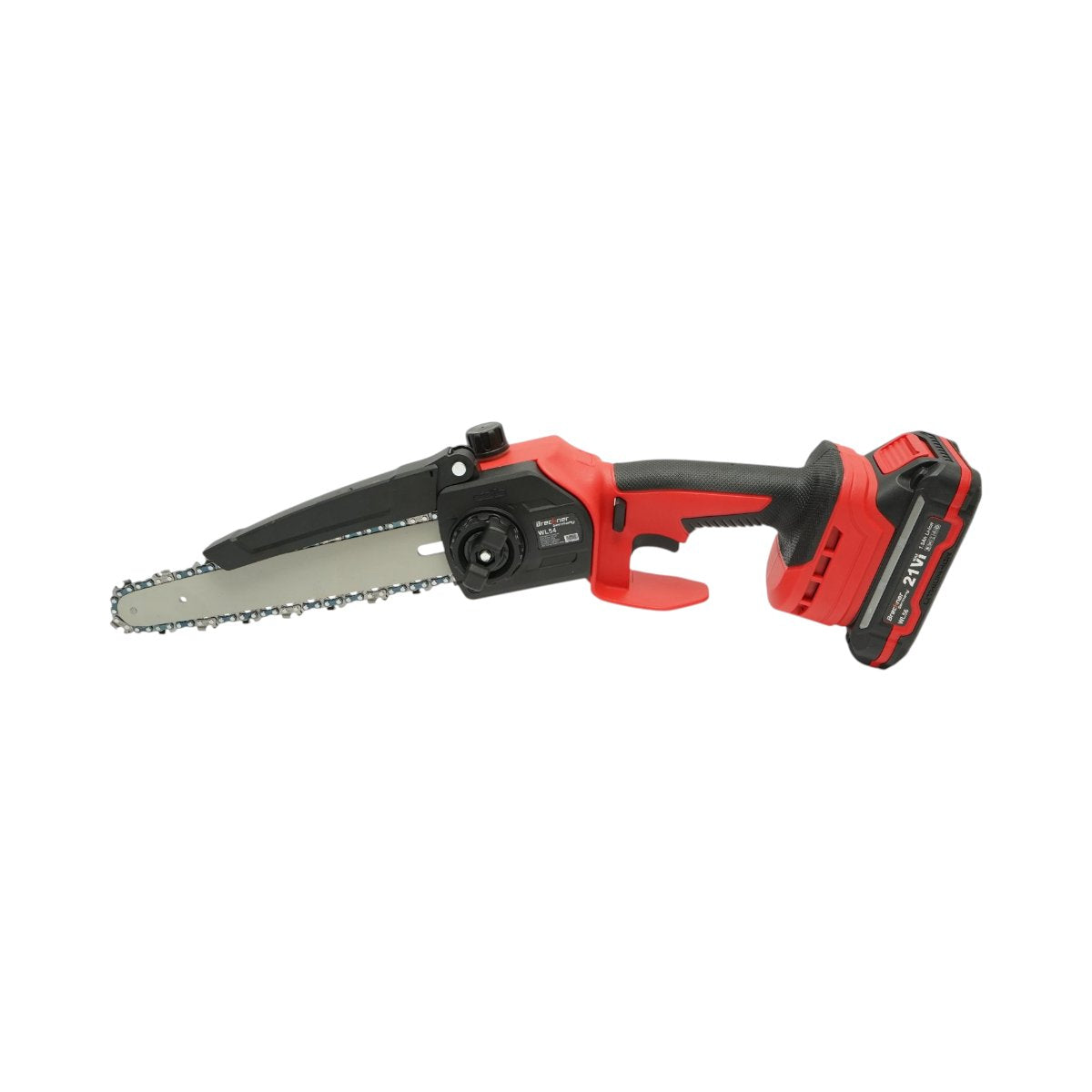 Mini elektromos fűrész 500W 2 db 21V, 1.5Ah Li-ion akkumulátorral, 8 inch (200mm) lánc, 190mm vágási kapacitás, 4600rpm fordulatszám Breckner Germany