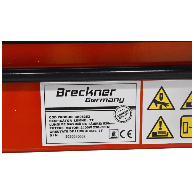 Vízszintes fahasító/rönkhasító 7T 230V 230V 2.2kW védelemmel Breckner Germany