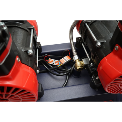 50L olajmentes légkompresszor, csendes, 2 motor 4 hengeres 1.5KW/2CP, maximális nyomás 8 bar, szívólevegő térfogat 170L/min