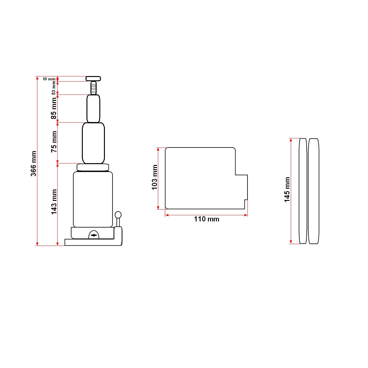 Hidraulikus dupla dugattyús emelő 3 tonna 153mm