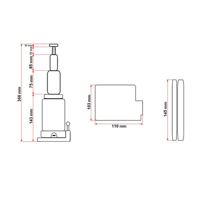 Hidraulikus dupla dugattyús emelő 3 tonna 153mm