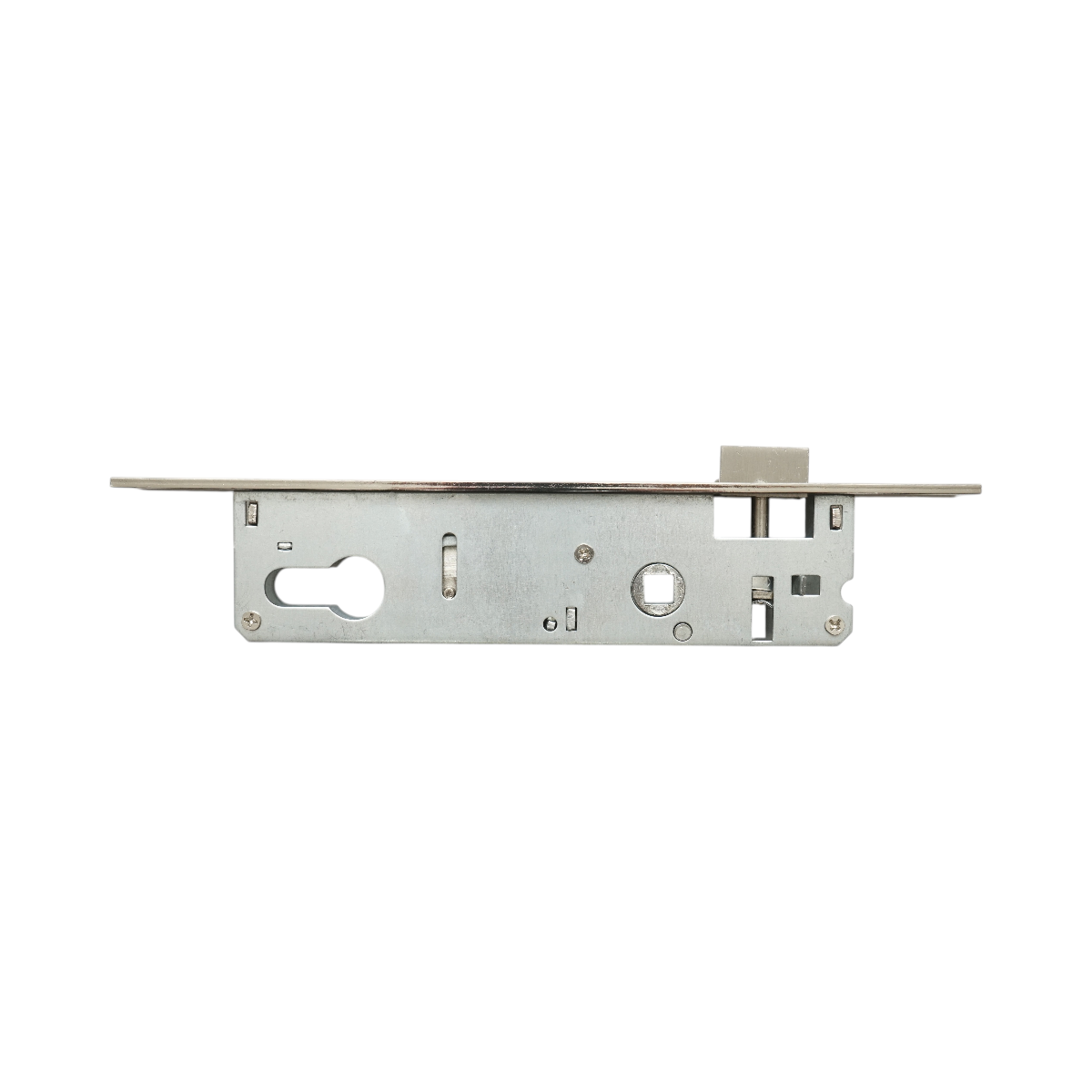 Beépített ajtózár nyelvvel 43x174mm, előlap 23x240mm, szatén nikkel, csavarok mellékelve