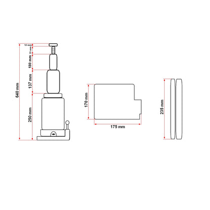 Dupla dugattyús hidraulikus emelő 16 tonna 264mm