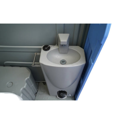 Ökológiai szennyvíztartályos WC 350L HDPE mosdóval, piszoárral, tükörrel, toalettpapír-tartóval és ruhaakasztóval 1150x1150x2250mm
