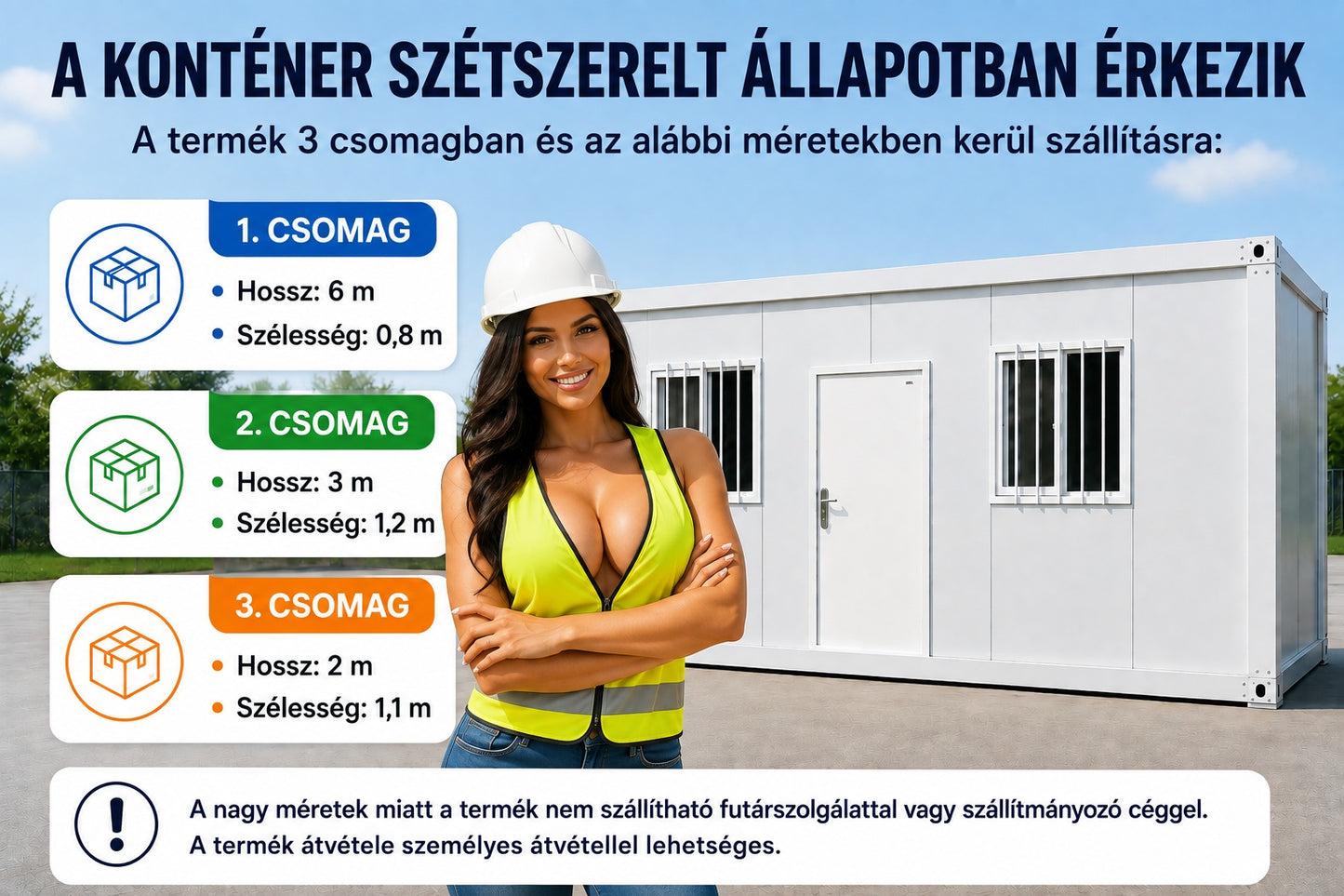 Konténer ház, lapraszerelt, 600x300x290cm, 2 ablak, egyszerű ajtó, elektromos vezetékrendszer